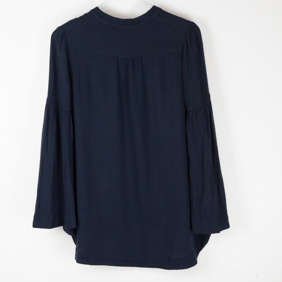 Free People Easy Girl Top Peasant Blouse Bell Sleeve Button Front Blue Size XS - Picture 3 of 6